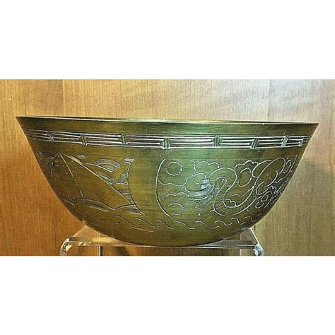 Antique Unique Chinese Brass Bowl Heavily Hand Engraved Etched Etsy