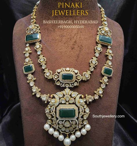 Layered Polki Emerald Step Haram Indian Jewellery Designs