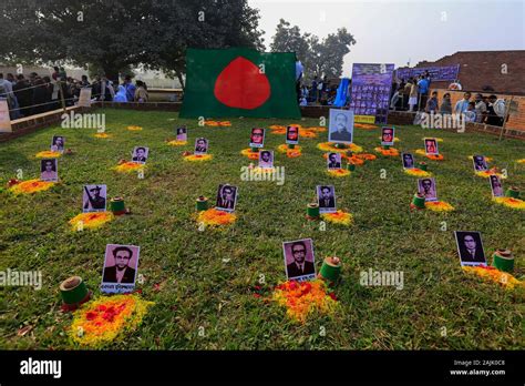 Portraits Of Martyred Intellectuals Display At Rayerbazar Martyred