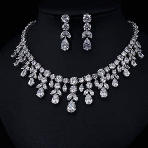 Bridal Jewelry Sets Luxury Sparking Brilliant Cubic Zircon Drop