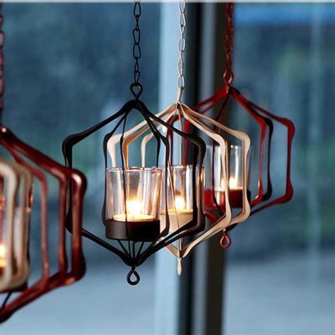 3D Iron Chain Hanging Candle Holder Candelabrum Lantern Wall Hanging ...