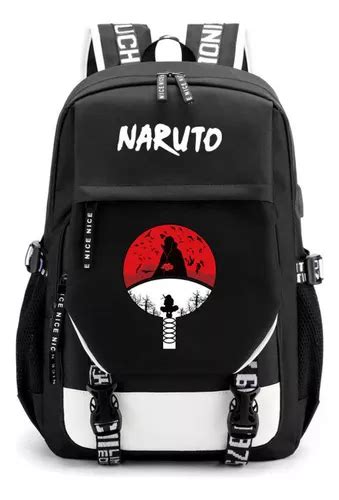 Mochila Negra De Gran Capacidad Con Estampado De Naruto Meses sin interés