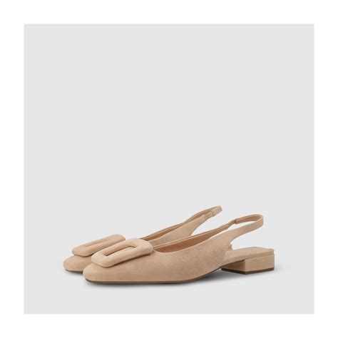 Bailarinas Destalonadas De Mujer En Ante De Color Nude I LODI Zapatos De Mujer Online