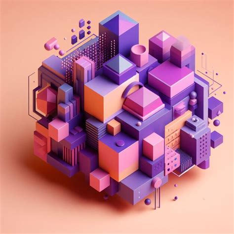 Premium Photo Psd 3d Purple Geometric Shape Colourful Material Design