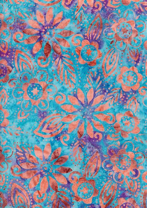 Fabric Freedom Bali Batik Stamp Turquoise 157e Bali Batik Batik