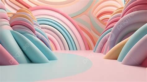 Pastel Colored Curved Stripes Texture In 3d Rendering Background Pink