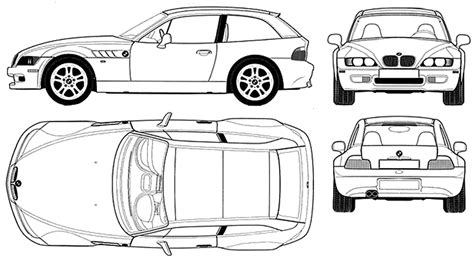 Bmw M Coupe E Blueprints Vector Drawing Bmw M Coupe E