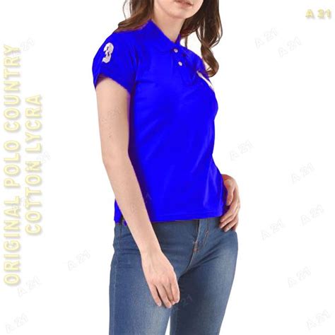 Jual C3 35 Kaos Kerah Cewek Biru Tua Lengan Pendek POLO COUNTRY