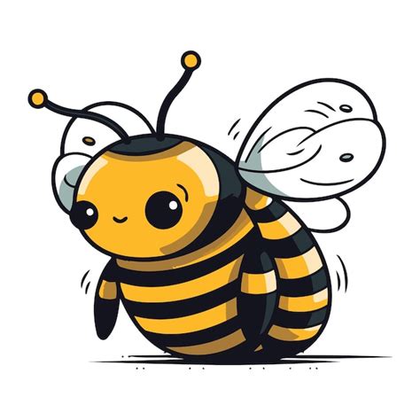 Ilustración vectorial de una bonita abeja de dibujos animados aislada