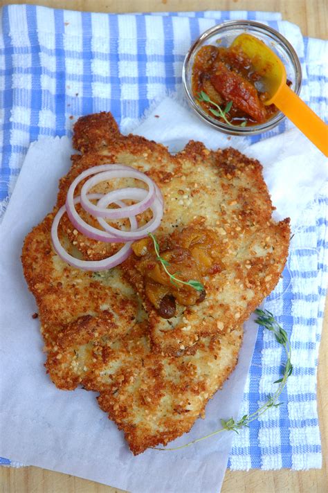 Nutty Chicken Schnitzels With Dried Fruit Chutney My Easy Cooking