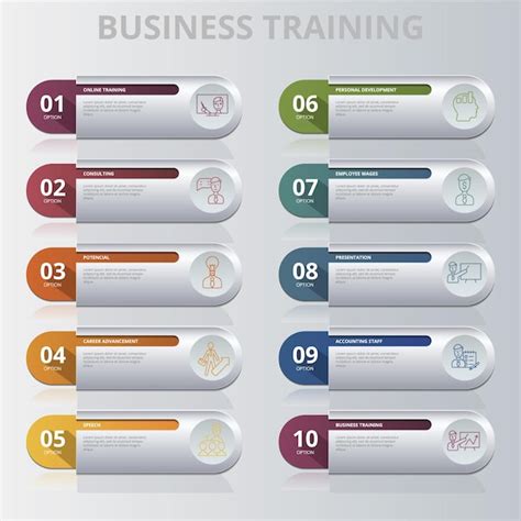 Infografik Business Training Vorlage Symbole In Verschiedenen Farben