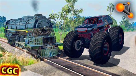 Steam Train Railroad Crossing Crashes BeamNG Drive YouTube