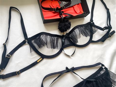 Black Barbie Open Lingerie Set In Black Etsy