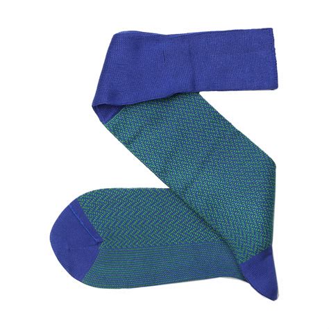 1 Pair Royal Blue Herringbone Cotton Socks Royal Blue Green Herringbone Herringbone Socks