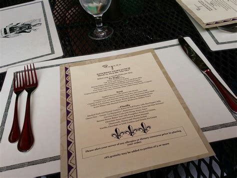 Menu at Bayona pub & bar, New Orleans