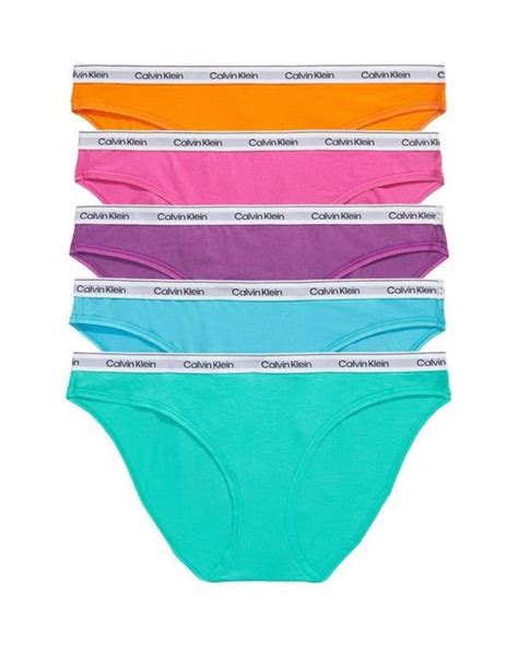 Calvin Klein Assorted 5 Pack Logo Bikinis In Blue Lyst