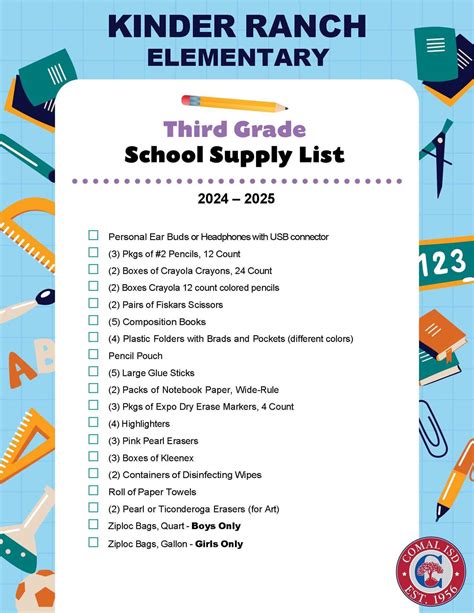 Kinder Ranch Elementary School Supply Lists Comal Independent School District