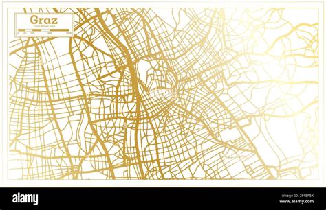 Graz Austria Mapa De La Ciudad En Estilo Retro En Color Dorado Mapa De Contorno Ilustración