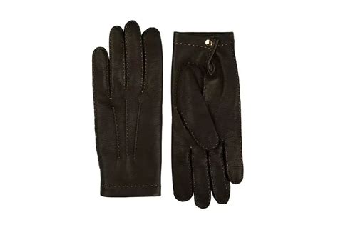 Made In France Black Gloves Leather Luxury Mens Gloves Peccary