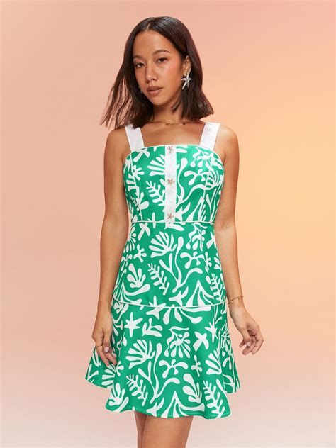 Botanica Printed Cami Mini Dress Green Pomelo Fashion