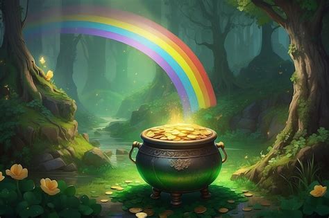 Premium Photo St Patricks Day Concept Leprechauns Hidden Pot Of Gold