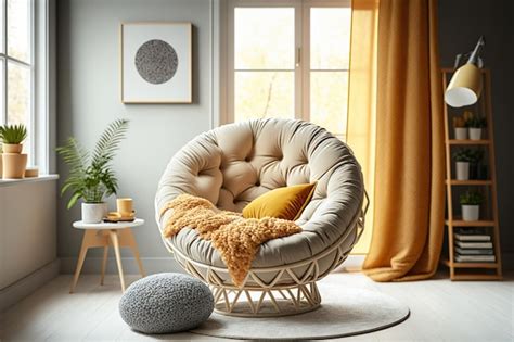 Premium Ai Image Room Interior With Comfortable Papasan Chair Trendy