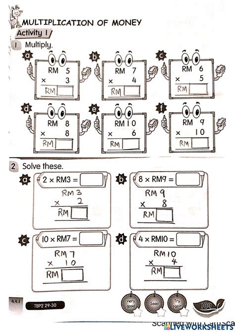 Multiplication Of Money Activity Live Worksheets