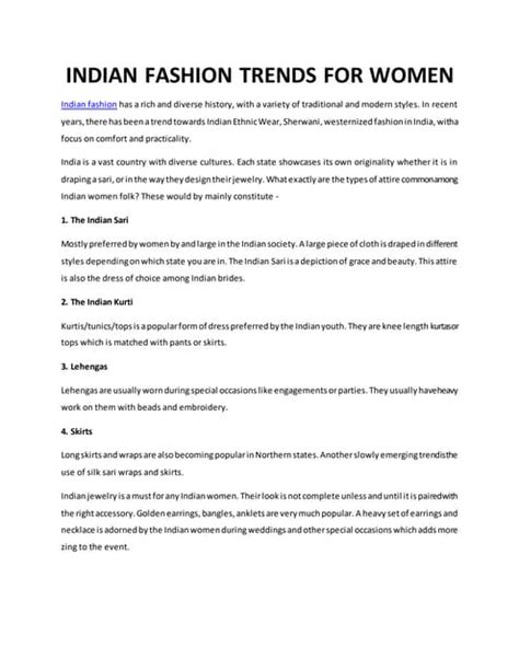 Indian Fashion Trends For Womenpdf