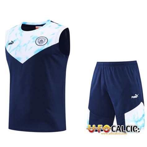 Siti Per Kit Canotta Allenamento Pantaloncini Manchester City Blu