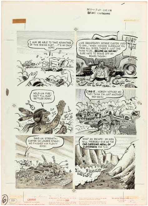 DRAG CARTOONS 1 CUSTER STANDS LAST COMPLETE COMIC STORY ORIGINAL ART