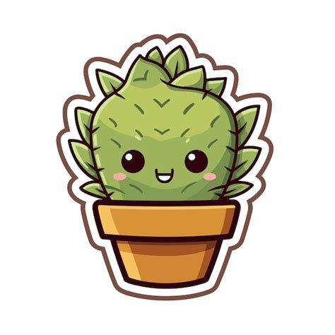 Premium Vector Cute Cactus In Pot Flat Cartoon Style