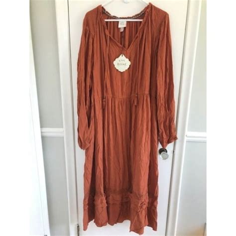 Knox Rose Dresses New Knox Rose X Rust Brown Long Sleeve Maxi