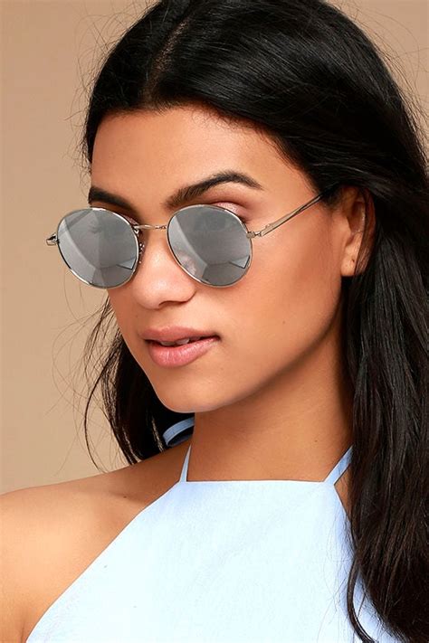 Cool Silver Sunglasses Mirrored Sunglasses Round Sunglasses 1500 Lulus