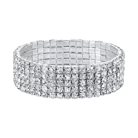 Simulated Crystal Multi Row Stretch Bracelet Swarovski Bracelet