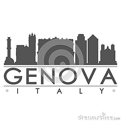 Genova Italy Europe Euro Icon Vector Art Design Skyline Flat City