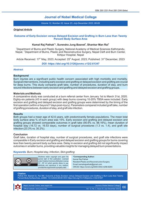 Pdf Outcome Of Early Excision Versus Delayed Excision And Grafting In