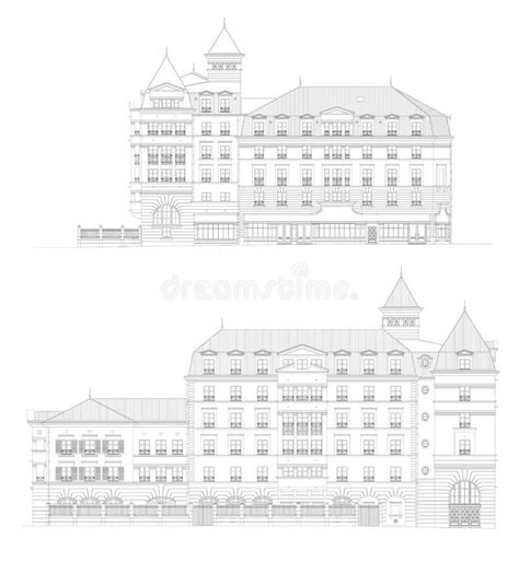 Front And Back View Of A Building Stock Illustration Illustration Of