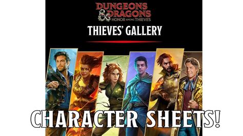 Dandd Honor Among Thieves Character Sheets Nerd Immersion Youtube