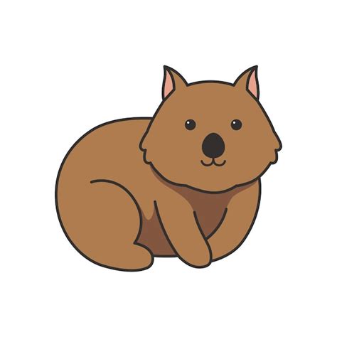 Premium Vector Cute Cartoon Wombat Vector Illustration Isolated On White Background