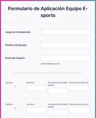 Formulario De Aplicaci N Equipo E Sports Plantilla De Formulario Jotform