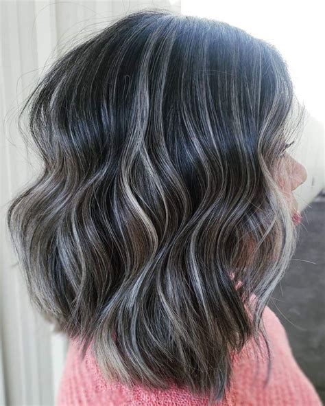 Silver Ashy Balayage Highlights Gray Hair Highlights Blending Gray