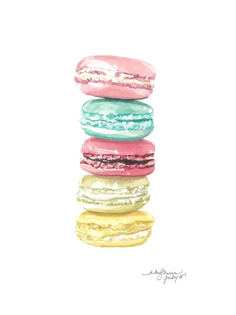 Watercolour Macaroon Print Canvas Painting Diy Painting Drawing Art