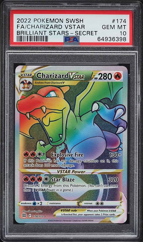 2022 Pokemon SWSH Brilliant Stars Hyper Rare Charizard VSTAR 174 PSA