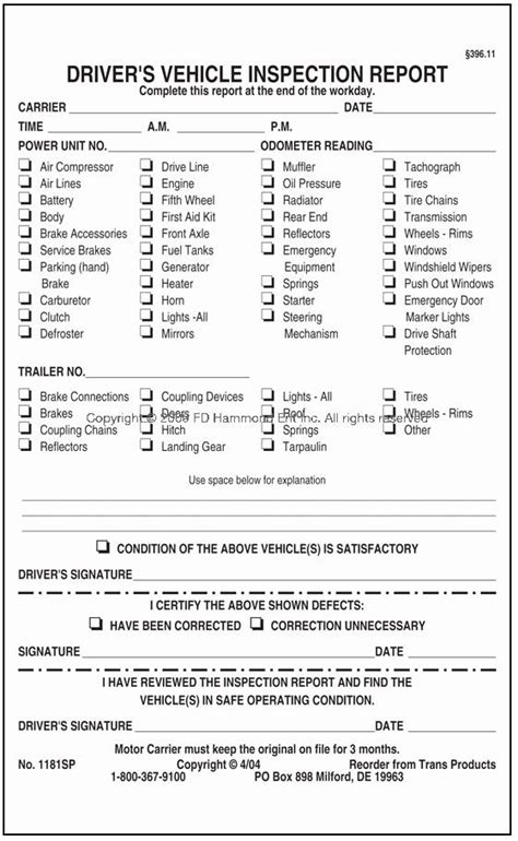 Vehicle Inspection Report Template