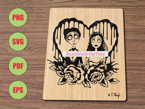 Victor And Emily Svg Corpse Bride Svg Gothic Wedding Panel Halloween Laser Engrave Decor