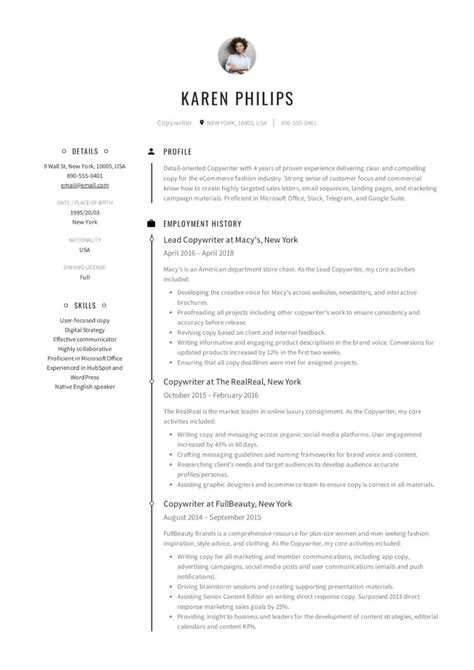 18 Copywriter Resume Examples Pdf Format 2024