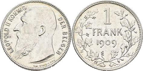 Belgien Franc 1909 Leopold II 1865 1909 Vz MA Shops