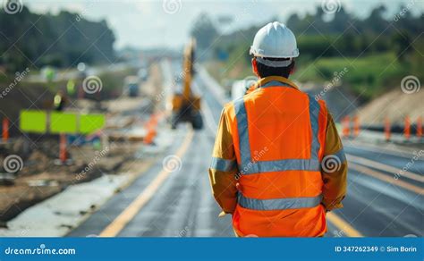 Civil Engineer Overseeing Road Stock Illustration - Illustration of ...