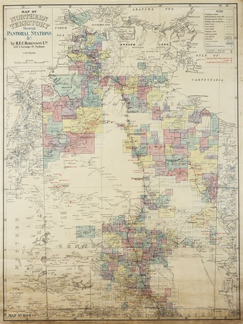 Map Of Northern Territory Showing Pastoral Stations Antique Print Map