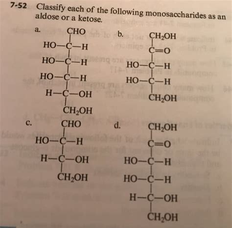 Oneclass Classify Each Of The Following Monosaccharides As An